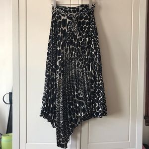 Topshop Asymmetrical pleated skirt- animal print
